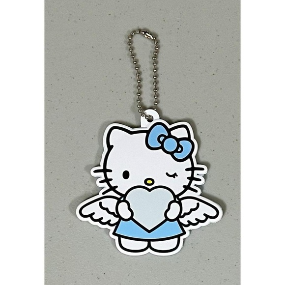 Hello Kitty Accessories - Hello Kitty Blue Pastel Fairy Angel Wings Heart Key-Chain Key-Clip Kawaii 🩵🤍